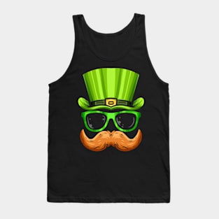 Red Beard Green Hat And Glasses Costume For St. Patricks Day Tank Top